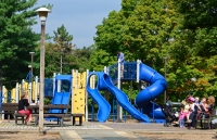 Young families at slides